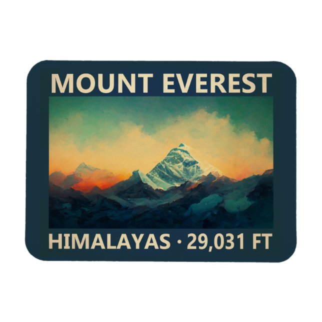 Mount Everest Himalayas Wasserfarbe Vintag Magnet (Horizontal)