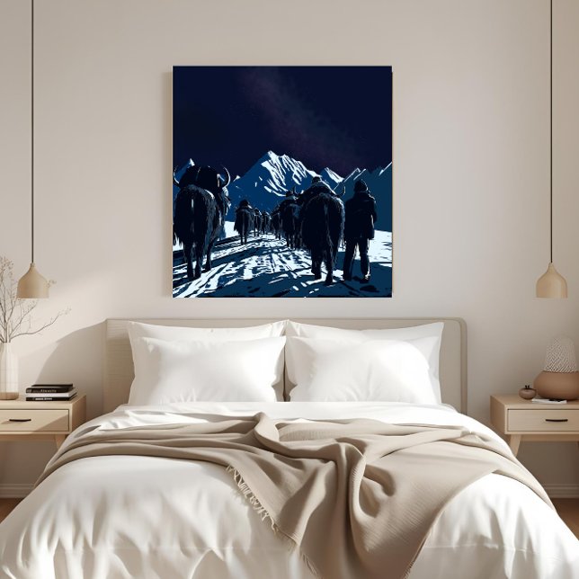 Mount Everest Night Caravan Luxury Canvas Art Leinwanddruck (Von Creator hochgeladen)
