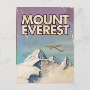 Mount Everest Vintage Reiseposter Postkarte