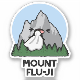 Mount Flu-ji Funny Mountain Pun Aufkleber