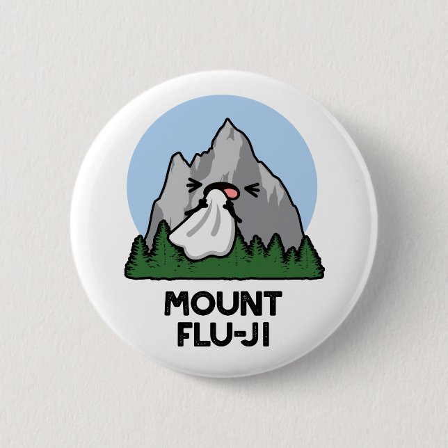 Mount Flu-ji Funny Mountain Pun Button (Vorderseite)