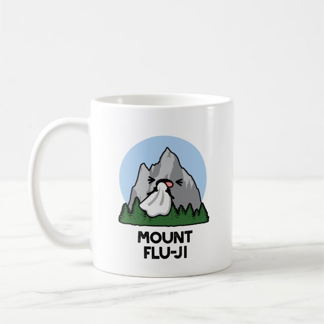 Mount Flu-ji Funny Mountain Pun Kaffeetasse (Links)