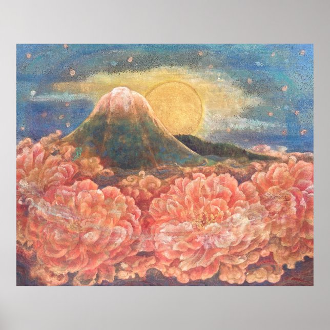 Mount Fuji Dreamscape: Luminous Poster Print (Vorne)