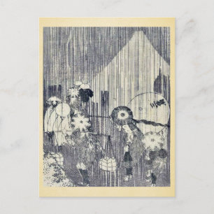 Mount Fuji durch Regentropfen von Katsushika, Hoku Postkarte