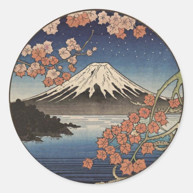 Mount Fuji Fujisan Runder Aufkleber (Vorderseite)