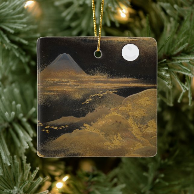 Mount Fuji im Mondlicht - hell: Keramikornament (Baum)