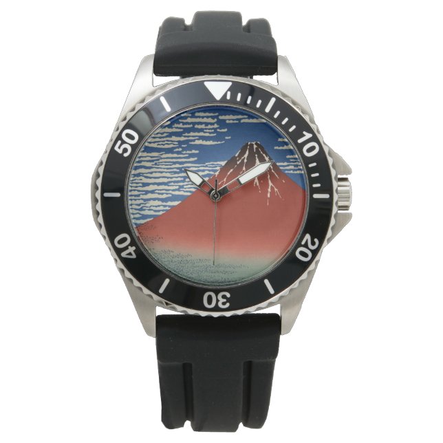 Mount Fuji in Clear Weather (Red Fuji) (Hokusai) Armbanduhr (Vorderseite)