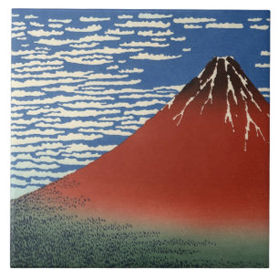 Mount Fuji in Clear Weather (Red Fuji) (Hokusai) Fliese