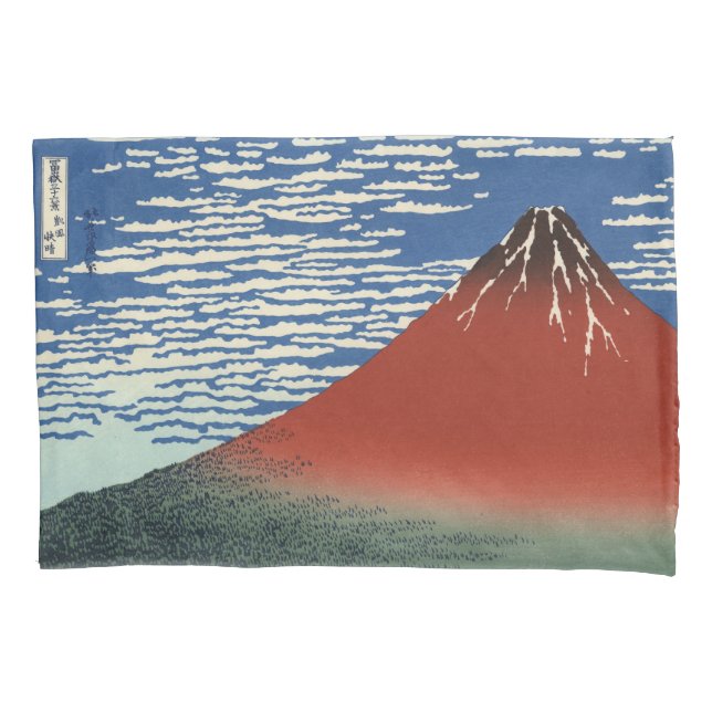 Mount Fuji in Clear Weather (Red Fuji) (Hokusai) Kissenbezug (Vorderseite-Links)