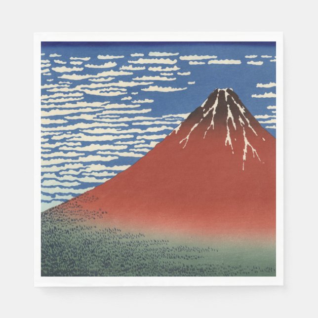 Mount Fuji in Clear Weather (Red Fuji) (Hokusai) Serviette (Vorderseite)