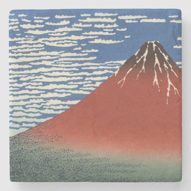 Mount Fuji in Clear Weather (Red Fuji) (Hokusai) Steinuntersetzer (Vorderseite)