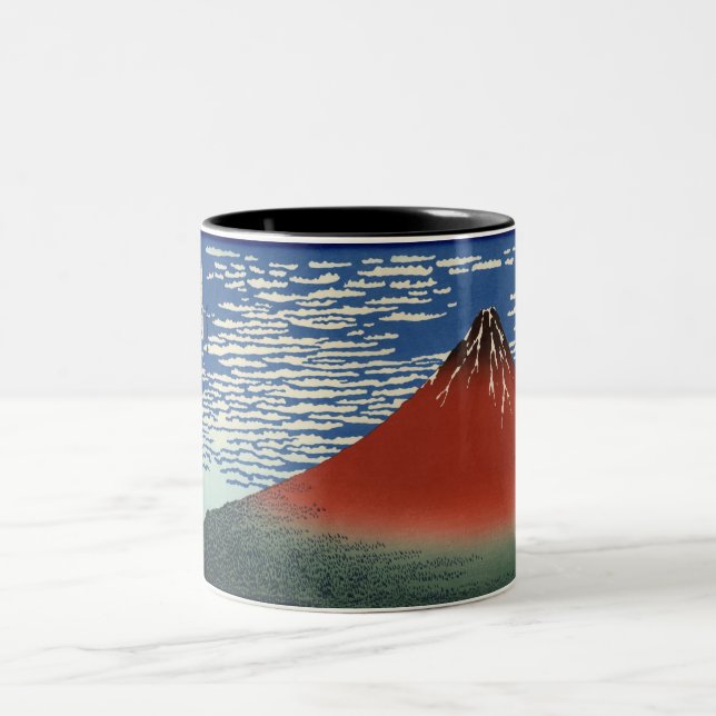 Mount Fuji in Clear Weather (Red Fuji) (Hokusai) Zweifarbige Tasse (Mittel)