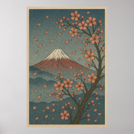Mount Fuji in Spring: Cherry Blossom Serenity Poster