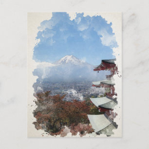 Mount Fuji Japan Aquarell-Kunst  Postkarte