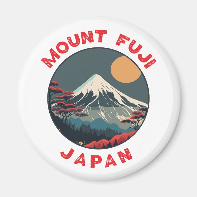Mount Fuji Japan Distressed Circle Magnet (Vorne)