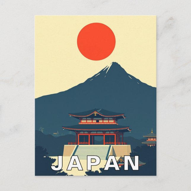 Mount Fuji Japan Minimalist Vintage Postkarte (Vorderseite)