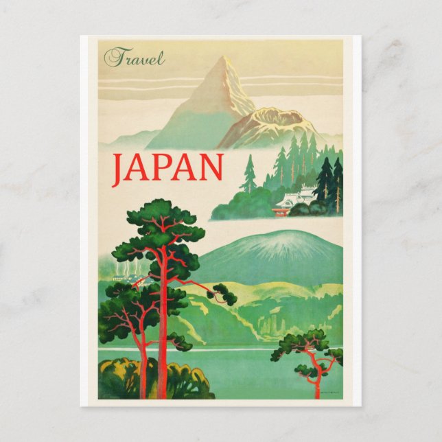 Mount Fuji Japan Mountain Vintage Reise Postkarte (Vorderseite)