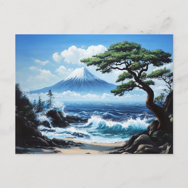 Mount Fuji Japan Ocean View Gemälde Postkarte (Vorderseite)