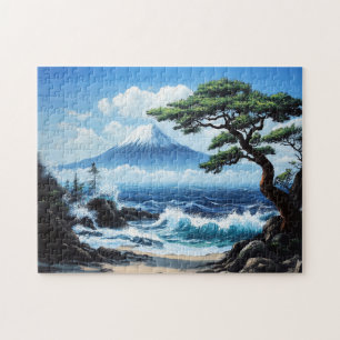 Mount Fuji Japan Ocean View Gemälde Puzzle
