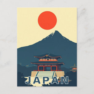 Mount Fuji Japan Pagode Minimalist Retro Postkarte