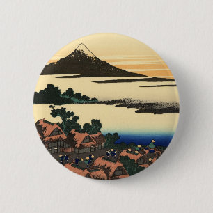 Mount Fuji Japan Sunset Button