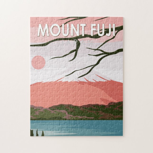 Mount Fuji Japan Vintag Puzzle (Vertikal)