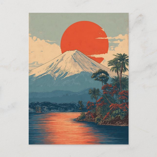 Mount Fuji Japan vintage Feiertagspostkarte (Vorderseite)