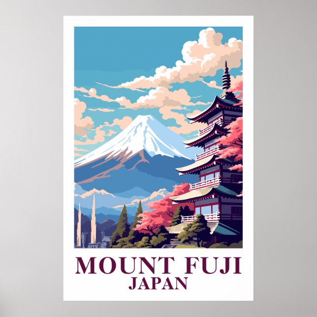 Mount Fuji Japan Vintage Travel Pagoda Art  Poster (Vorne)