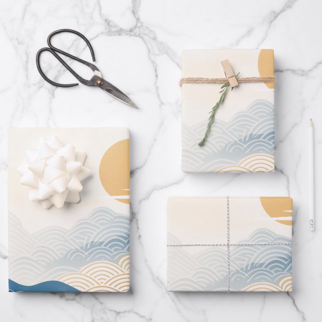 Mount Fuji Japanese Wave Ukiyo-e Art Geschenkpapier Set (Vorderseite)