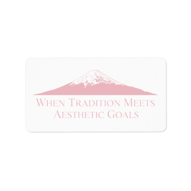 Mount Fuji Minimalist Stickers – Pastel Pink Adressaufkleber (Vorne)