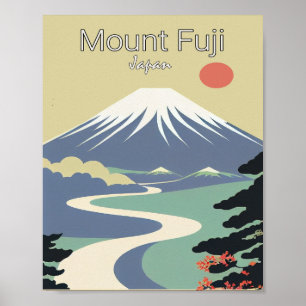 Mount Fuji Minimalist Vintage Reiseposter Poster