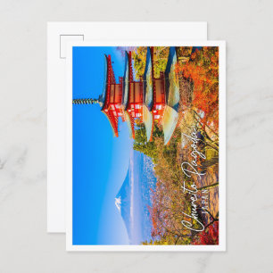 Mount Fuji mit Chureito Pagoda in Japan Postkarte