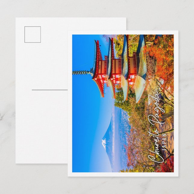 Mount Fuji mit Chureito Pagoda in Japan Postkarte (Vorne/Hinten)
