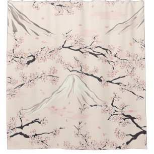 Mount Fuji mit Kirschblüten – Japanisch Duschvorhang