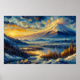 Mount Fuji Oil Painting Poster
