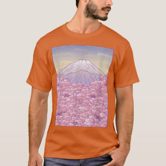Mount Fuji Pastel Japanische Sakura Kirschblüten T-Shirt
