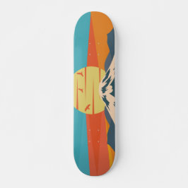 Mount Fuji Retro Style Mountain Sunset in Japan Skateboard
