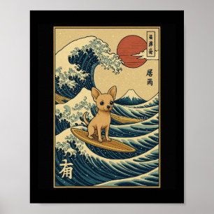 Mount Fuji Sonnenuntergang Wellen Kunst Japanische Poster