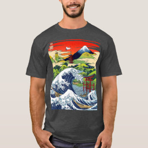 Mount Fuji The Great Wave Japanischer Tsunami Kana T-Shirt