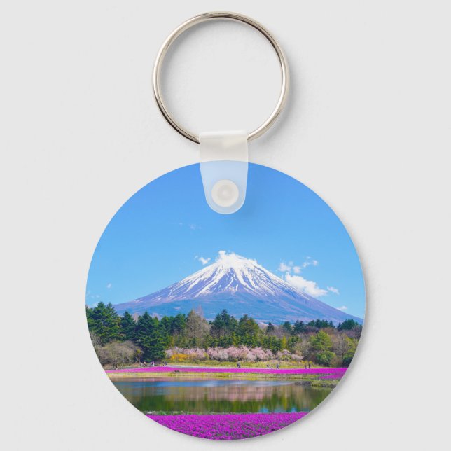 Mount Fuji Trees und Blume Schlüsselanhänger (Vorderseite)