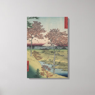 Mount Fuji und Ahornblätter - Vintage Japanisch Leinwanddruck
