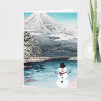 Mount Fuji und ein Schneemann