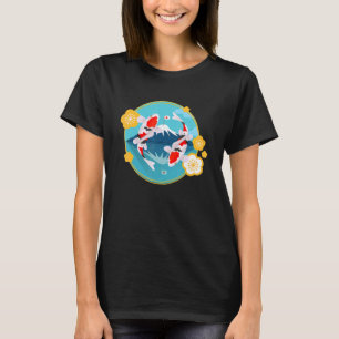 Mount Fuji und Koi-Fisch Zen Karpfen Wasserfisch T T-Shirt