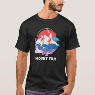Mount Fuji und Koi-Karpfenfisch Zen-Wasserfischtei T-Shirt