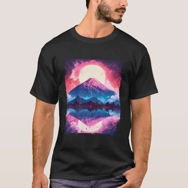 Mount Fuji Vaporwave Ästhetik Japan Sigh T-Shirt (Vorderseite)