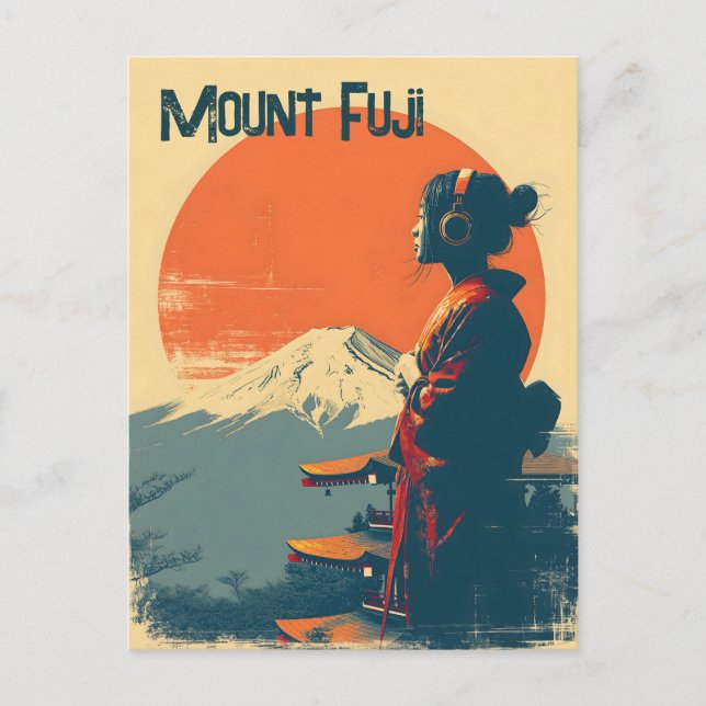 Mount Fuji Vintage Postkarte (Vorderseite)