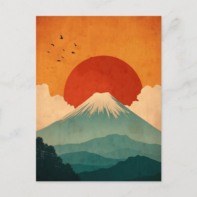 Mount Fuji vintage Postkarte (Vorderseite)