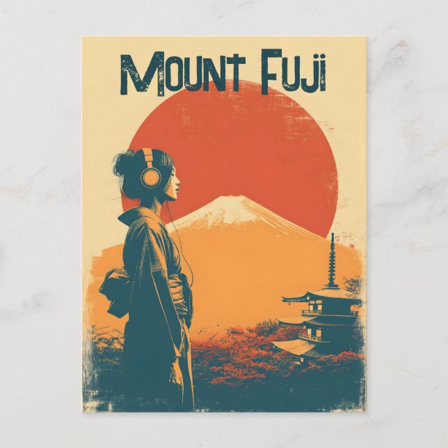 Mount Fuji Vintage Postkarte (Vorderseite)