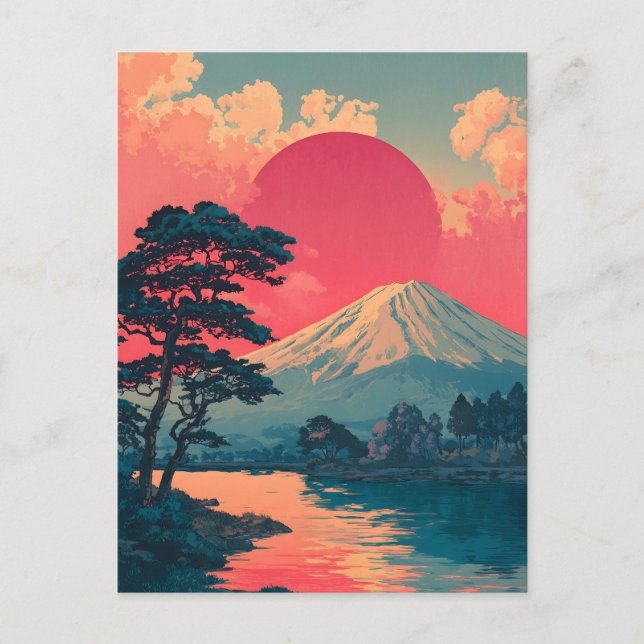 Mount Fuji vintage Postkarte (Vorderseite)