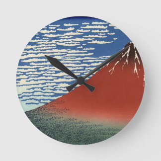 Mount Fuji Volcano Japan Malerei Runde Wanduhr